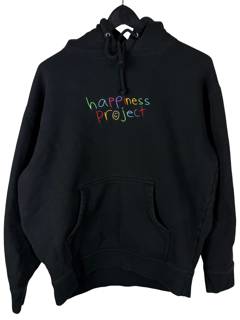 Mens Y2K Happiness Project The World Is Better With You Pullover Hoodie Size M